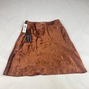 NWT Babaton SLip Satin Mini Skirt Women's Size 4 Copper Brown
